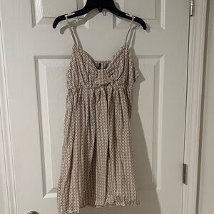 LEI Beige and Brown Patterned Mini Dress